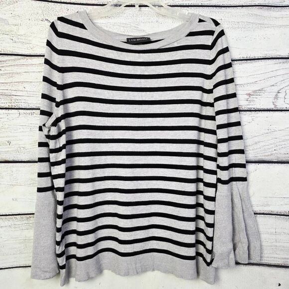 Lane Bryant Black White Striped Sweater 14/16 - Picture 1 of 8